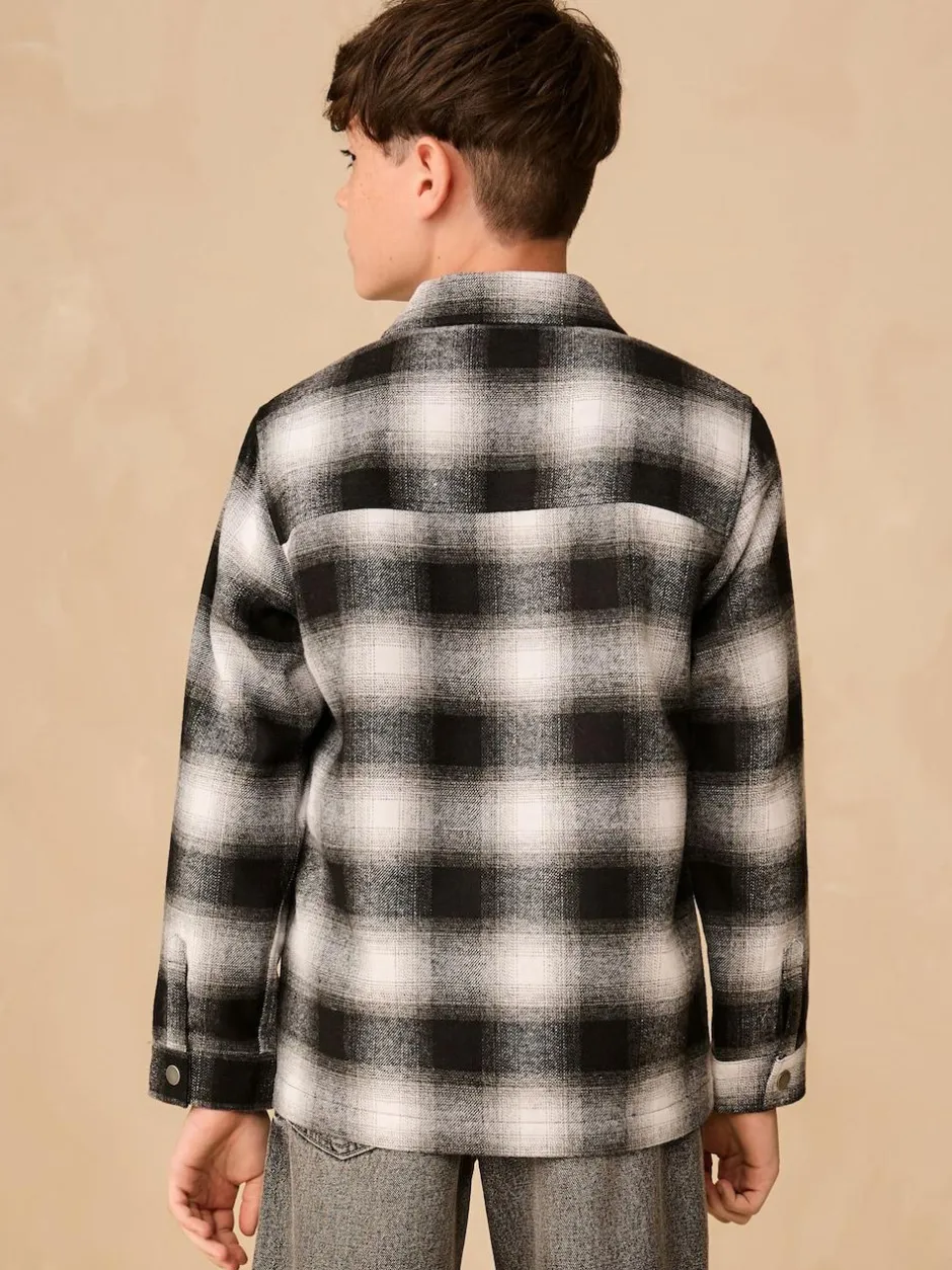Next Check Zip Through Overshirt (3-16yrs) Mono Core Black/White Best