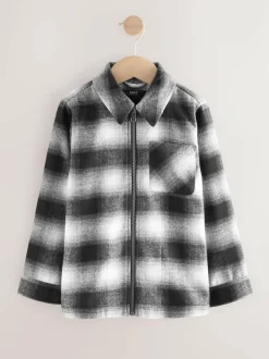 Next Check Zip Through Overshirt (3-16yrs) Mono Core Black/White Best
