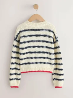 Next Mono Stripe V-Neck Stitch Cardigan (3-16yrs)