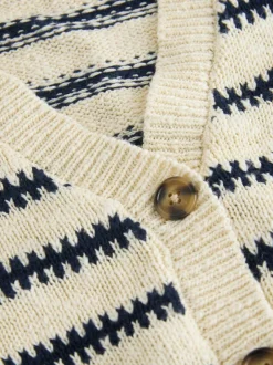 Next Mono Stripe V-Neck Stitch Cardigan (3-16yrs)