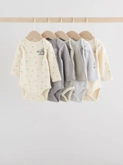 Next Baby Long Sleeve Bodysuits 5 Pack Monochrome Outlet