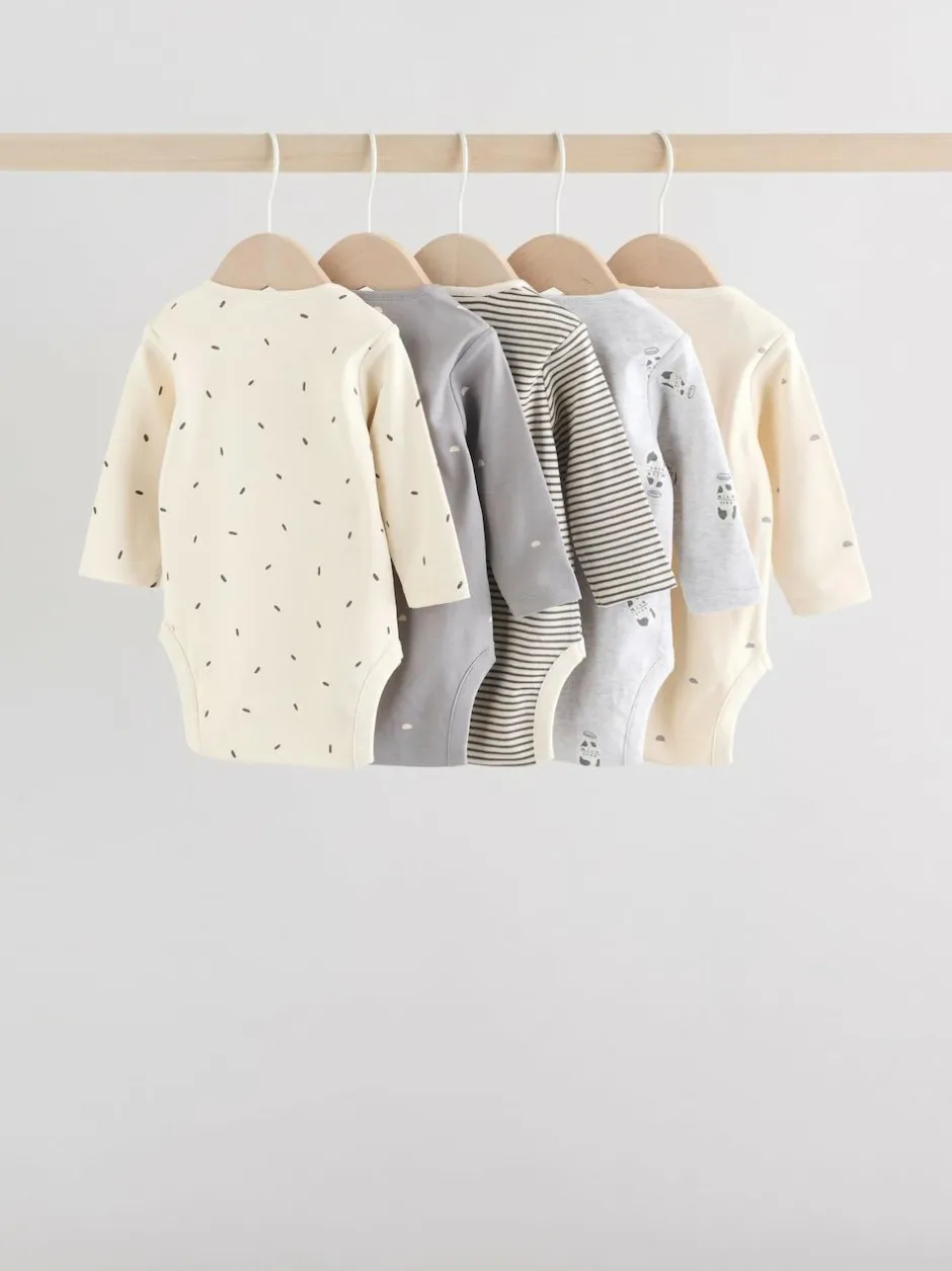 Next Baby Long Sleeve Bodysuits 5 Pack Monochrome Outlet
