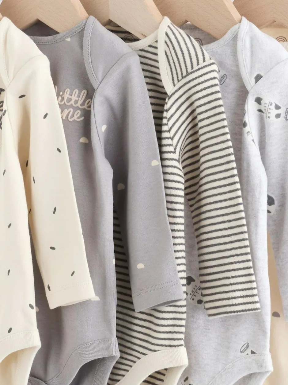 Next Baby Long Sleeve Bodysuits 5 Pack Monochrome Outlet