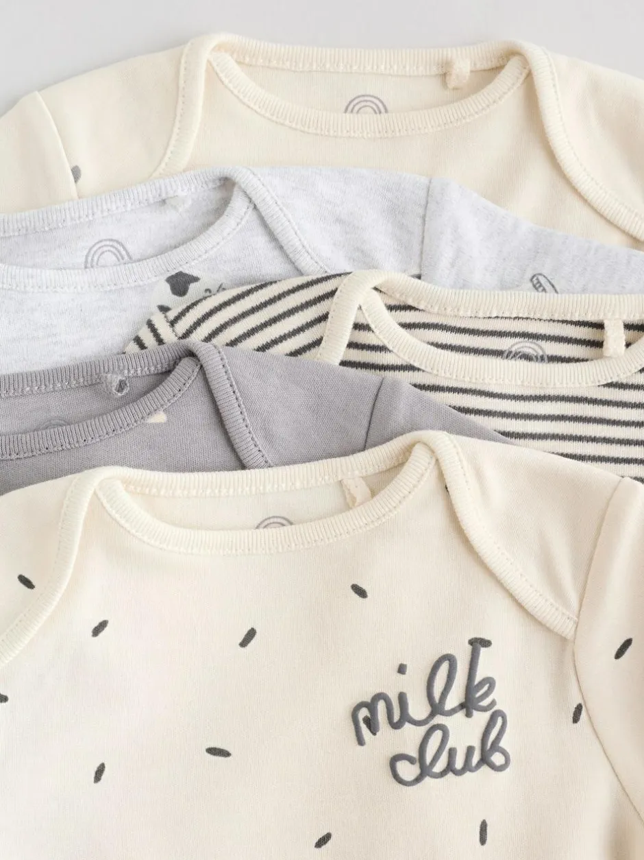 Next Baby Long Sleeve Bodysuits 5 Pack Monochrome Outlet