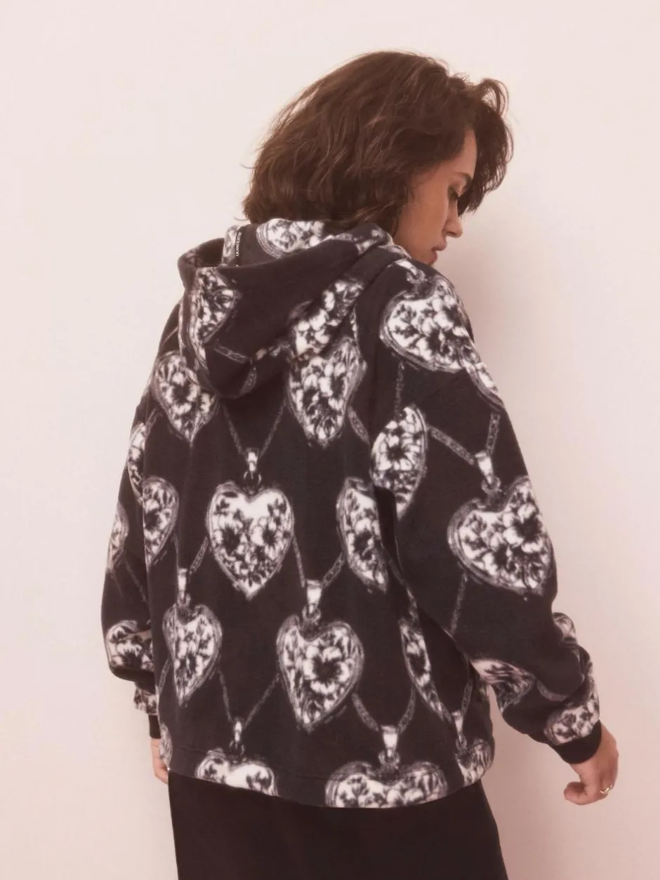 Next Monochrome Heart and Locket Half Zip Polar Fleece Sale