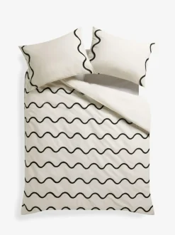 Next Monochrome Tufted Wave 100% Cotton Duvet Cover and Pillowcase Set Outlet