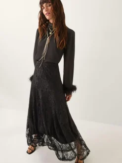 Monsoon Black Luna Lace Maxi Skirt Discount