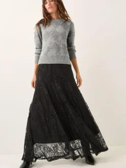 Monsoon Black Luna Lace Maxi Skirt Discount