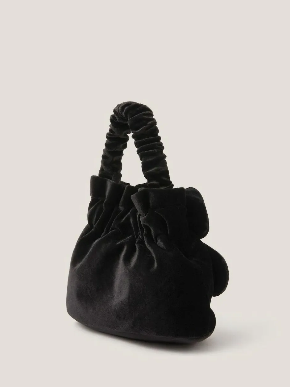 Monsoon Black Pearl Bow Velvet Bag Online