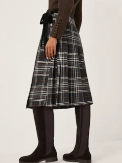 Monsoon Black Rue Embellished Tartan Wrap Midi Skirt Online