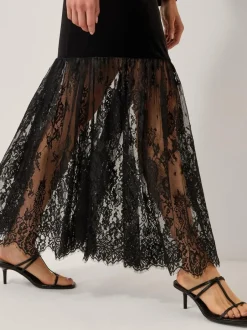 Monsoon Black Verity Velvet Lace Maxi Dress Online
