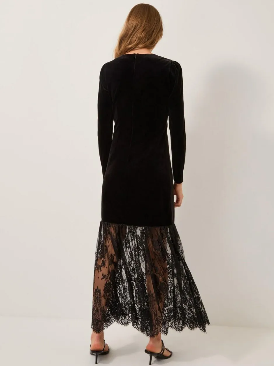 Monsoon Black Verity Velvet Lace Maxi Dress Online