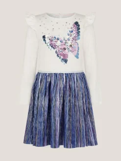 Monsoon Blue Butterfly Sequin Disco Dress Hot