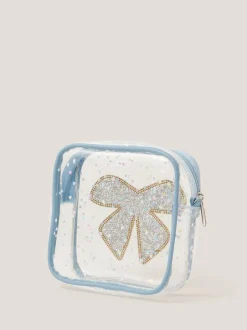Monsoon Blue Clear Bow Confetti Cross-Body Bag Clearance