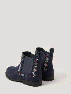 Monsoon Blue Floral Embroidered Chelsea Boots Hot