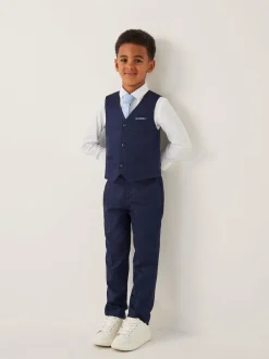 Monsoon Blue Harry 4-Piece Herringbone Suit with Tie Clearance