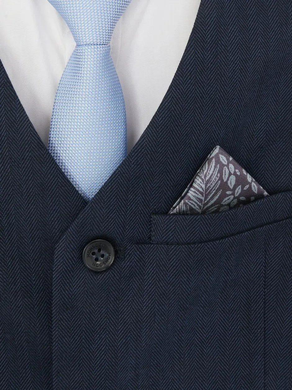 Monsoon Blue Harry 4-Piece Herringbone Suit with Tie Clearance