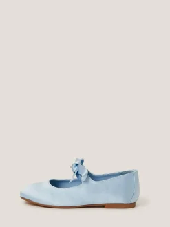 Monsoon Satin Bow Ballet Flats Blue Discount