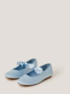 Monsoon Satin Bow Ballet Flats Blue Discount