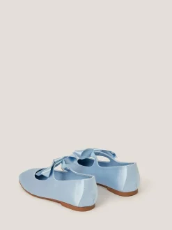 Monsoon Satin Bow Ballet Flats Blue Discount