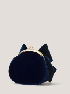 Monsoon Blue Velvet Bow Clip Frame Bag Online