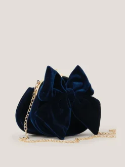 Monsoon Blue Velvet Bow Clip Frame Bag Online