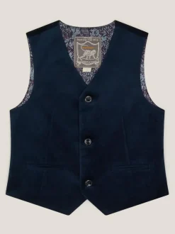 Monsoon Blue Velvet Waistcoat Hot