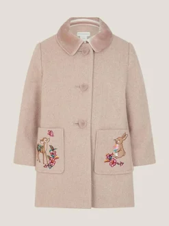 Monsoon Brown Baby Embroidered Pocket Coat Clearance