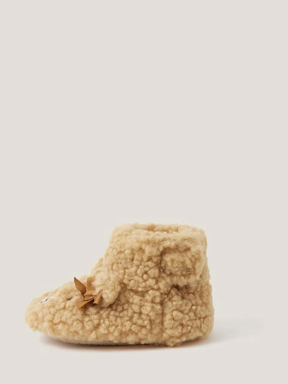 Monsoon Brown Baby Teddy Bear Slipper Boots New