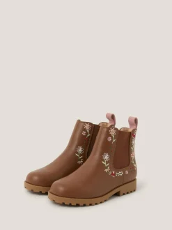 Monsoon Brown Flower Emb Boots Online