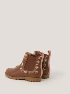 Monsoon Brown Flower Emb Boots Online