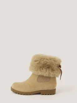 Monsoon Fur Chelsea Boots Brown