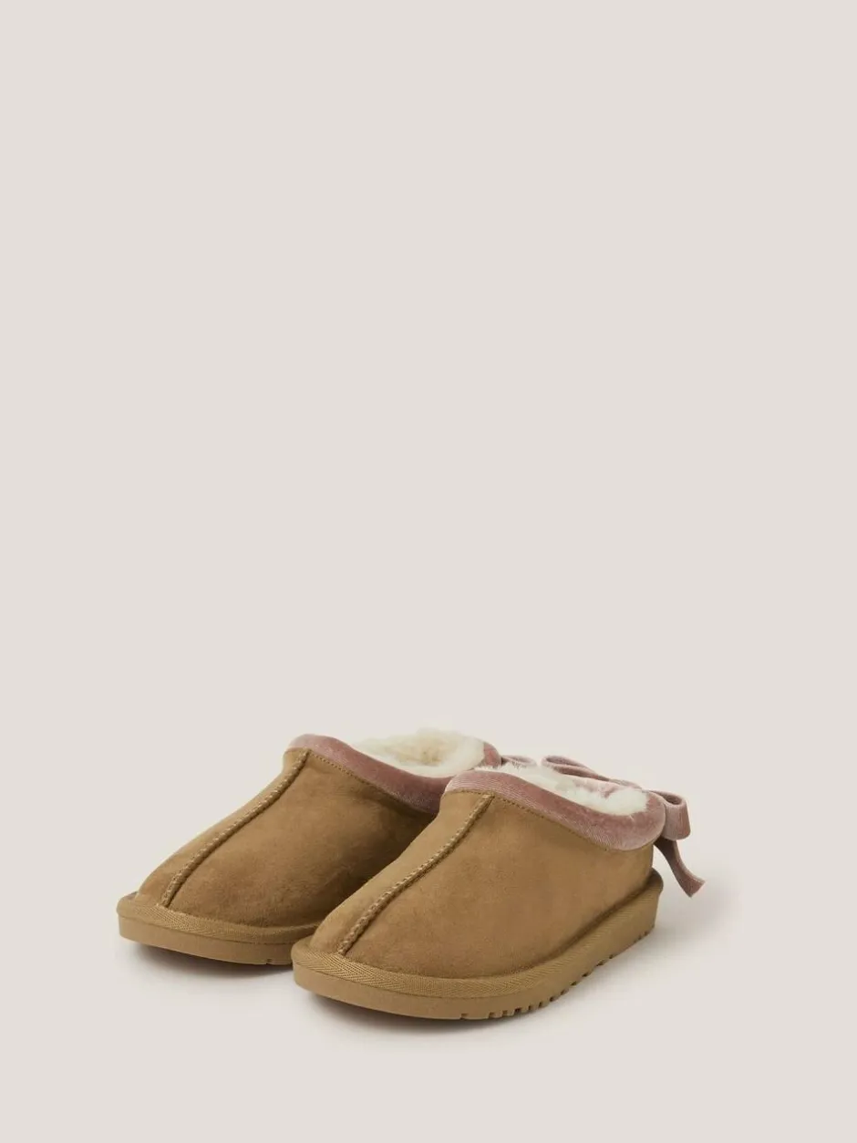 Monsoon Brown Velvet Bow Low Clogs Hot