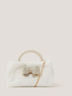 Monsoon Cream Fluffy Pearl Handle Bag Outlet