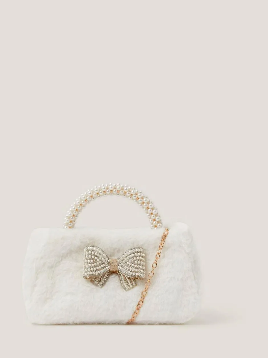Monsoon Cream Fluffy Pearl Handle Bag Outlet