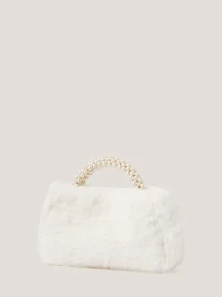 Monsoon Cream Fluffy Pearl Handle Bag Outlet
