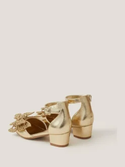Monsoon Gold Butterfly Metallic Heels Outlet