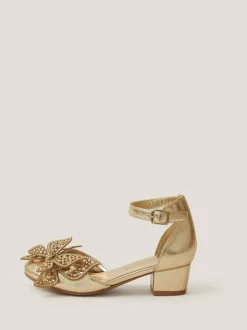 Monsoon Gold Butterfly Metallic Heels Outlet