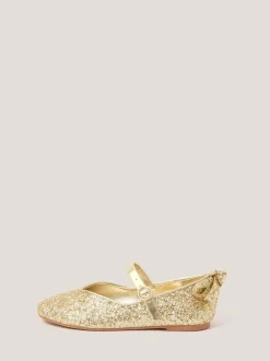 Monsoon Glitter Back Bow Ballet Flats Gold Online
