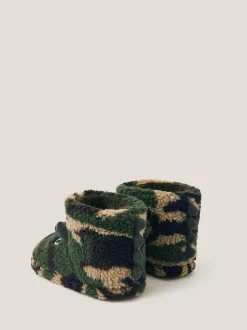 Monsoon Green Dinosaur Camo Slipper Boots Outlet