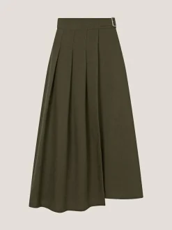 Monsoon Green Jillian Pleated Kilt Midi Skirt