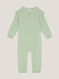 Monsoon Green Newborn Embroidered Cable Knit Romper Sale
