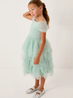 Monsoon Green Scarlet Off The Shoulder Tulle Dress Outlet