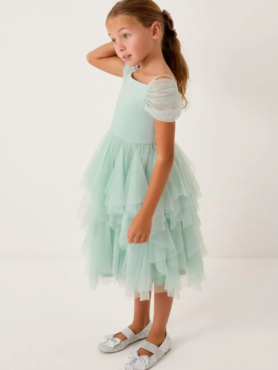 Monsoon Green Scarlet Off The Shoulder Tulle Dress Outlet