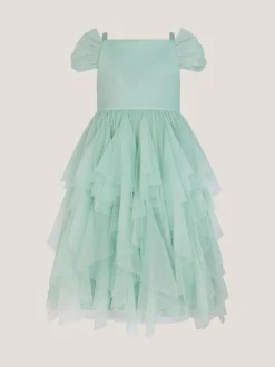 Monsoon Green Scarlet Off The Shoulder Tulle Dress Outlet