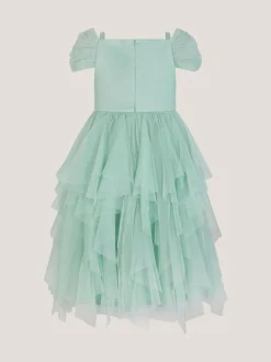 Monsoon Green Scarlet Off The Shoulder Tulle Dress Outlet