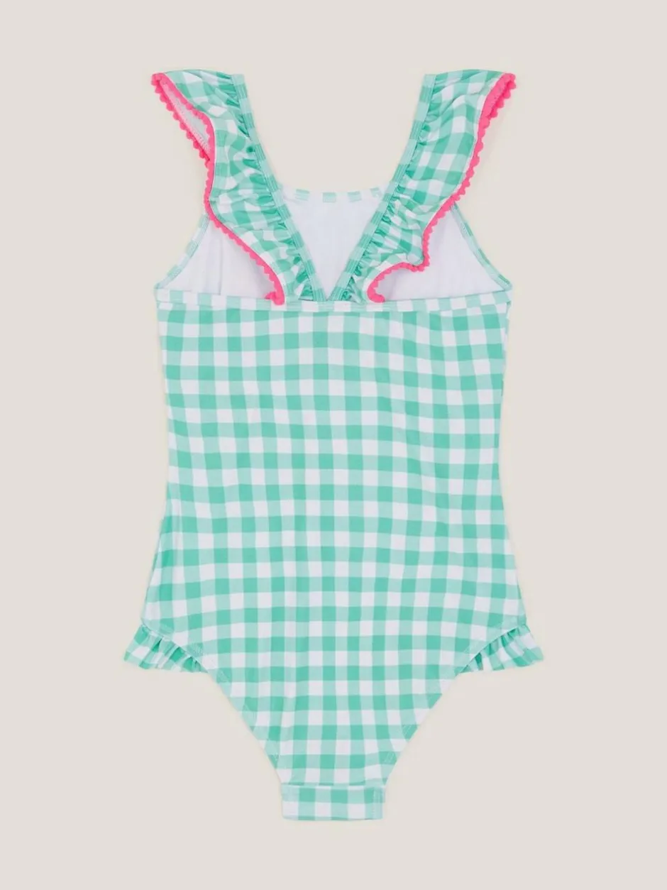 Monsoon Green Sequin Cherry Gingham Swimsuit Outlet