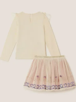 Monsoon Natural Ruffle Top & Embellished Skirt Set Sale