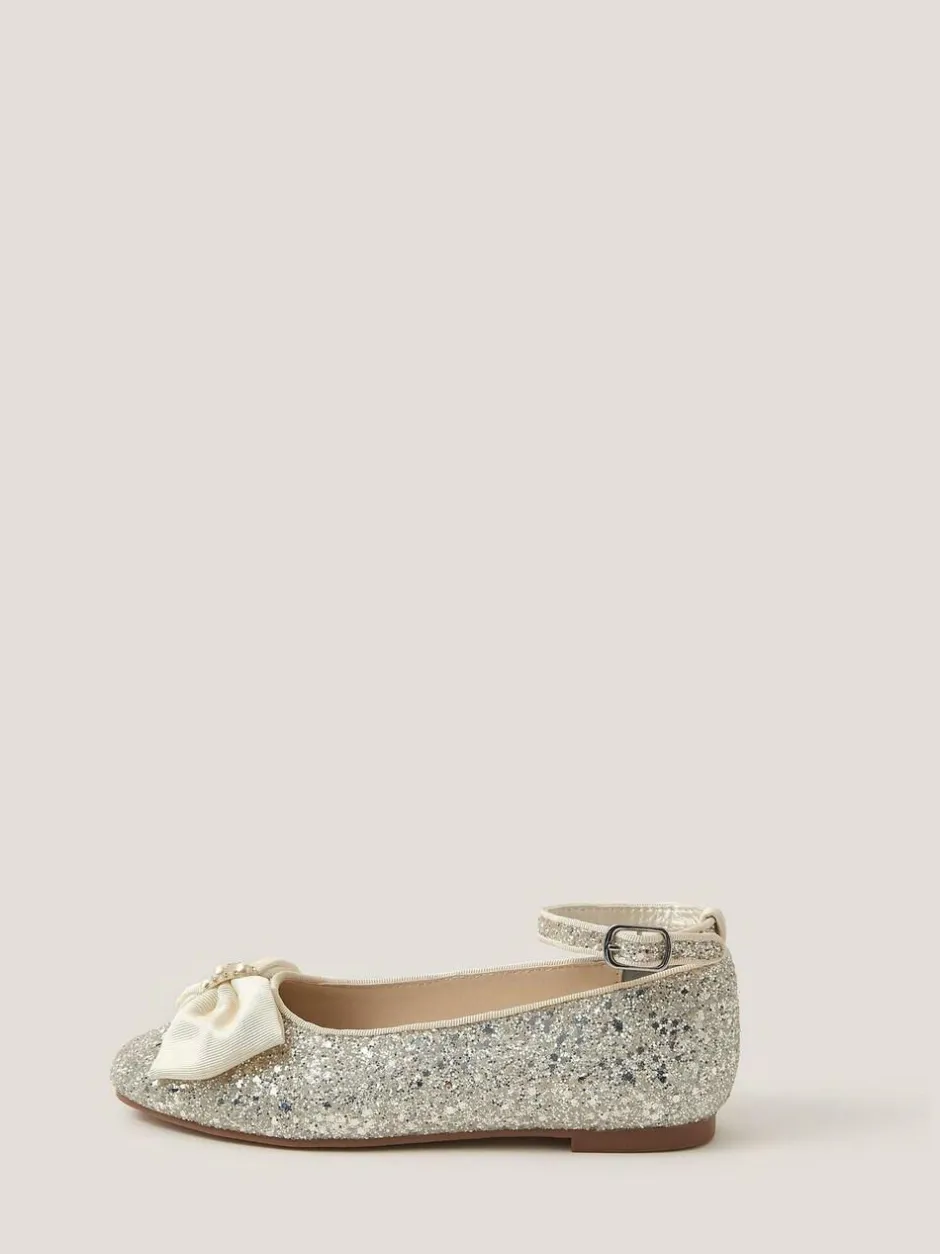 Monsoon Pink Bow Glitter Ballet Flats Discount