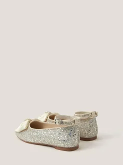 Monsoon Pink Bow Glitter Ballet Flats Discount
